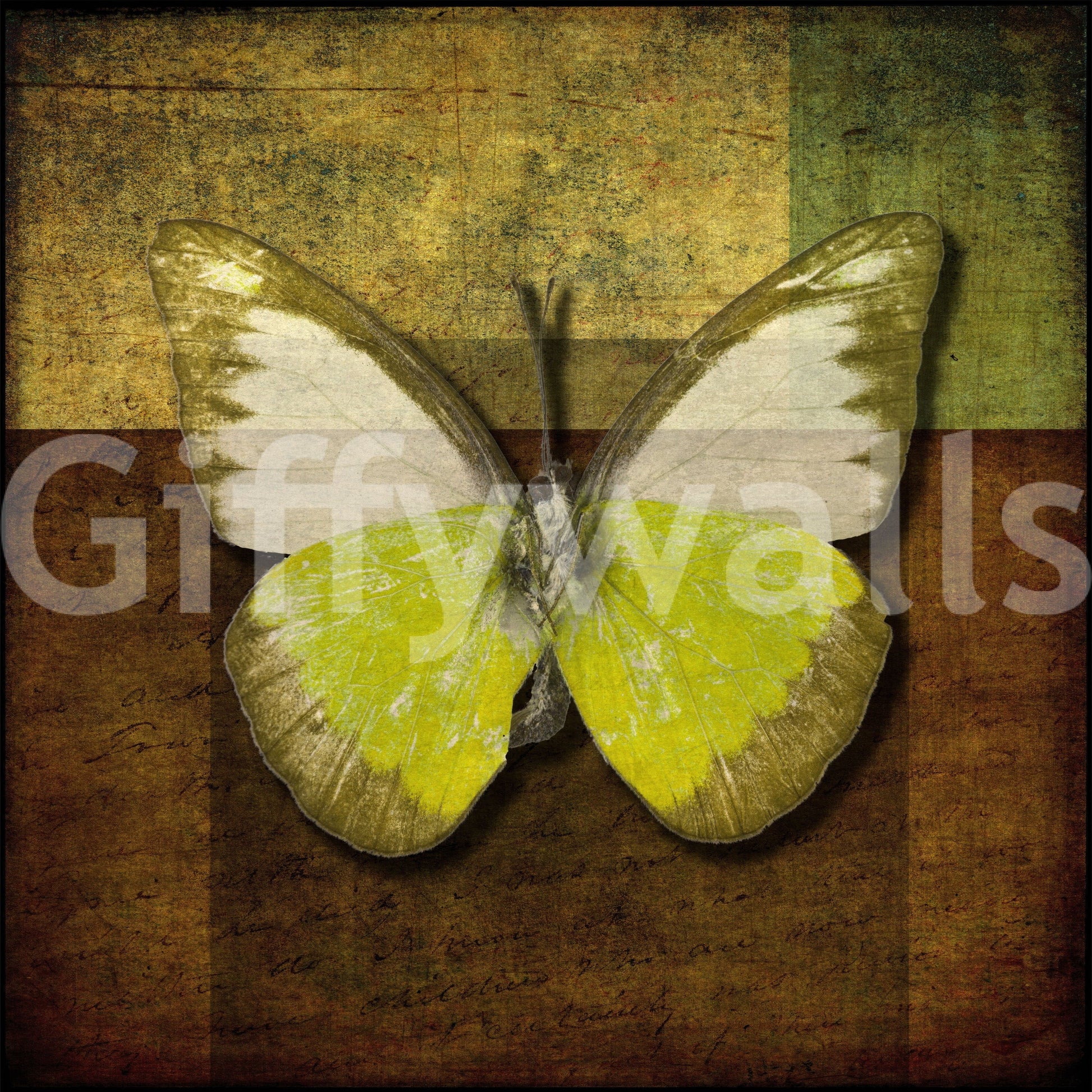 Monochromatic ochre and vivid yellow butterfly wallpaper artistic.