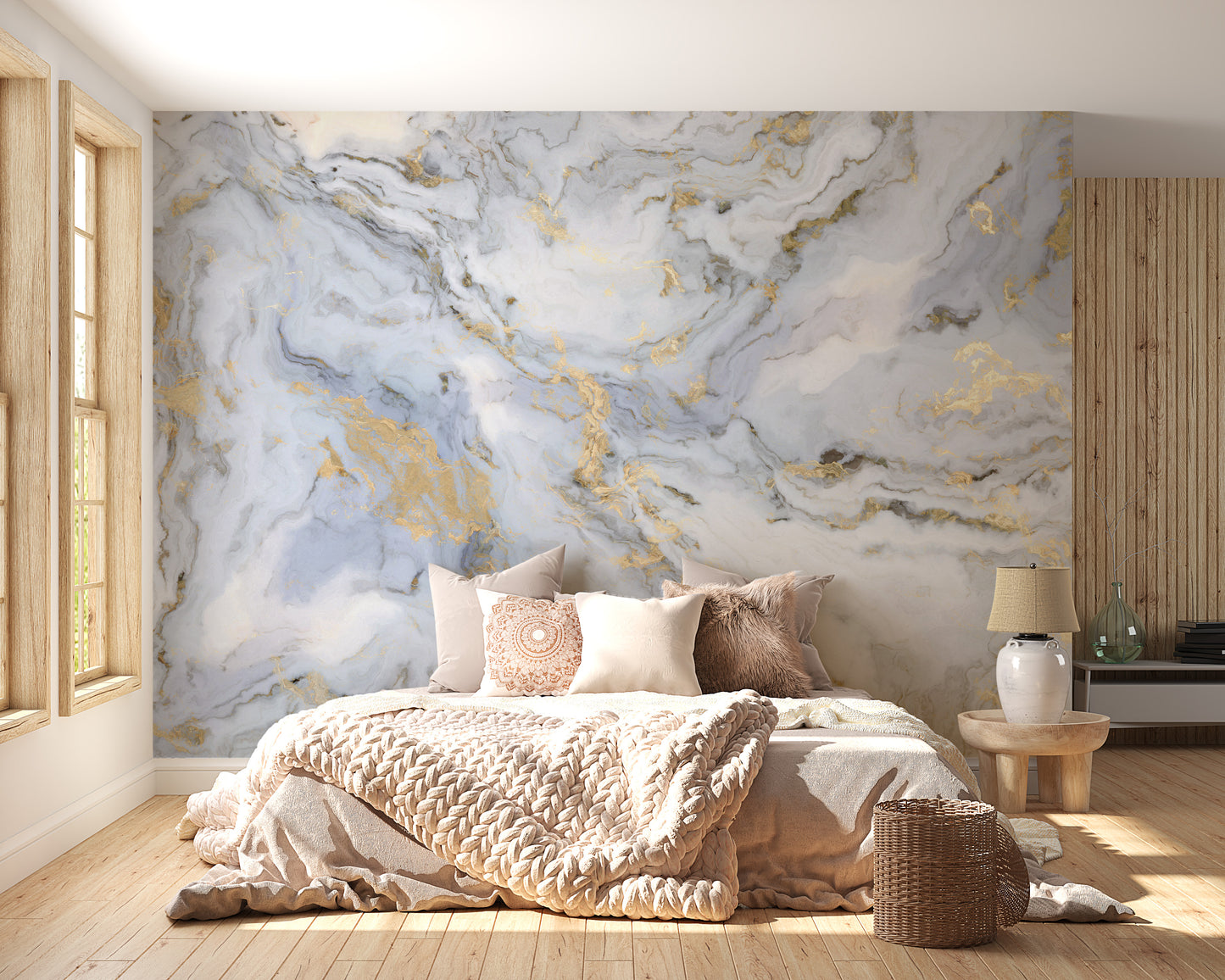 Golden Color Inclusion White Background Marble Wallpaper - Giffywalls