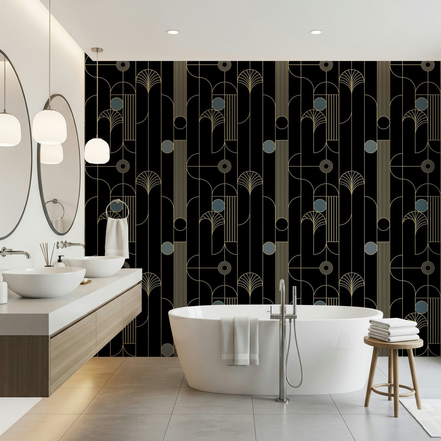 Golden Arcadia Harmony Deco Wallpaper⁠