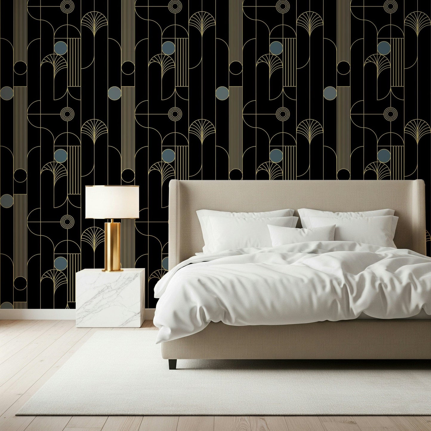 Golden Arcadia Harmony Deco Wallpaper⁠