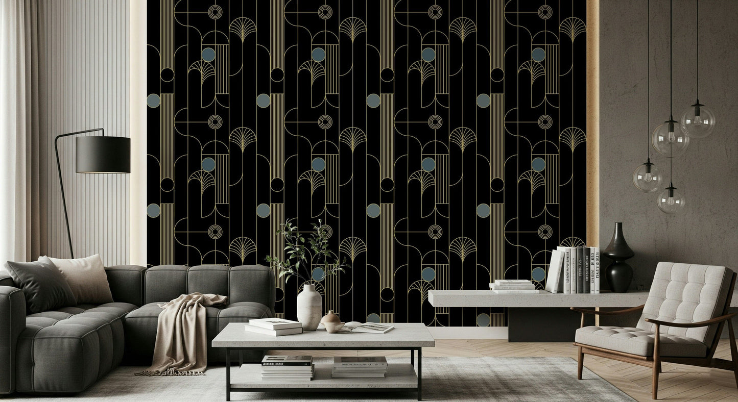Golden Arcadia Harmony Deco Wallpaper⁠