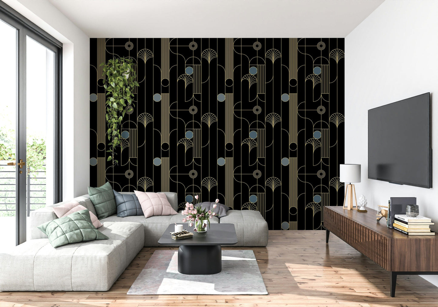 Golden Arcadia Harmony Deco Wallpaper⁠