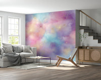 Celestial Golden Dust Fantasy wallpaper mural with gold glitter.