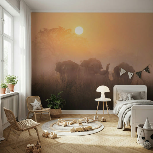 Papier peint éléphants Aube dorée -2425886