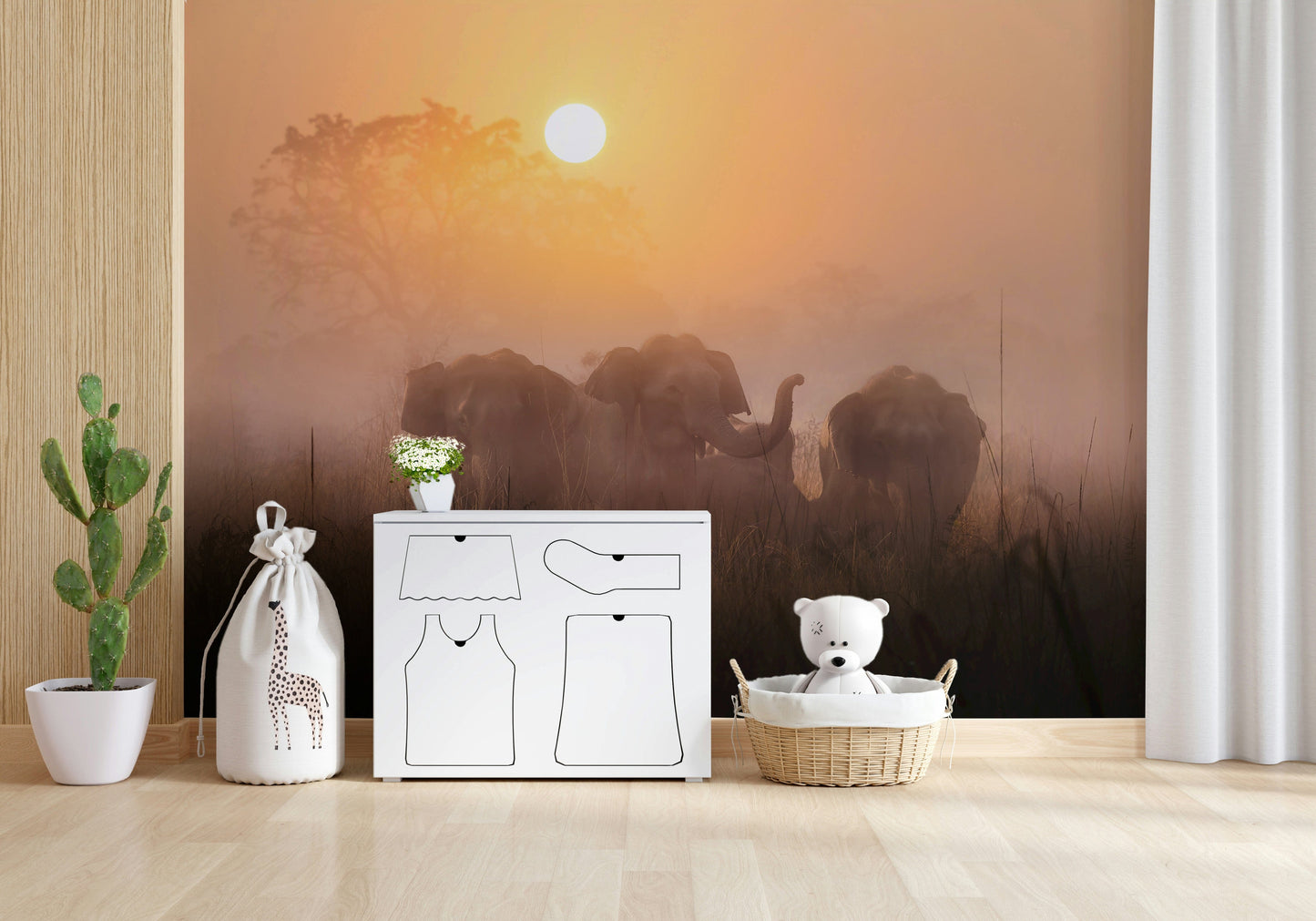 Golden Dawn Elephants Wall Mural -2425886