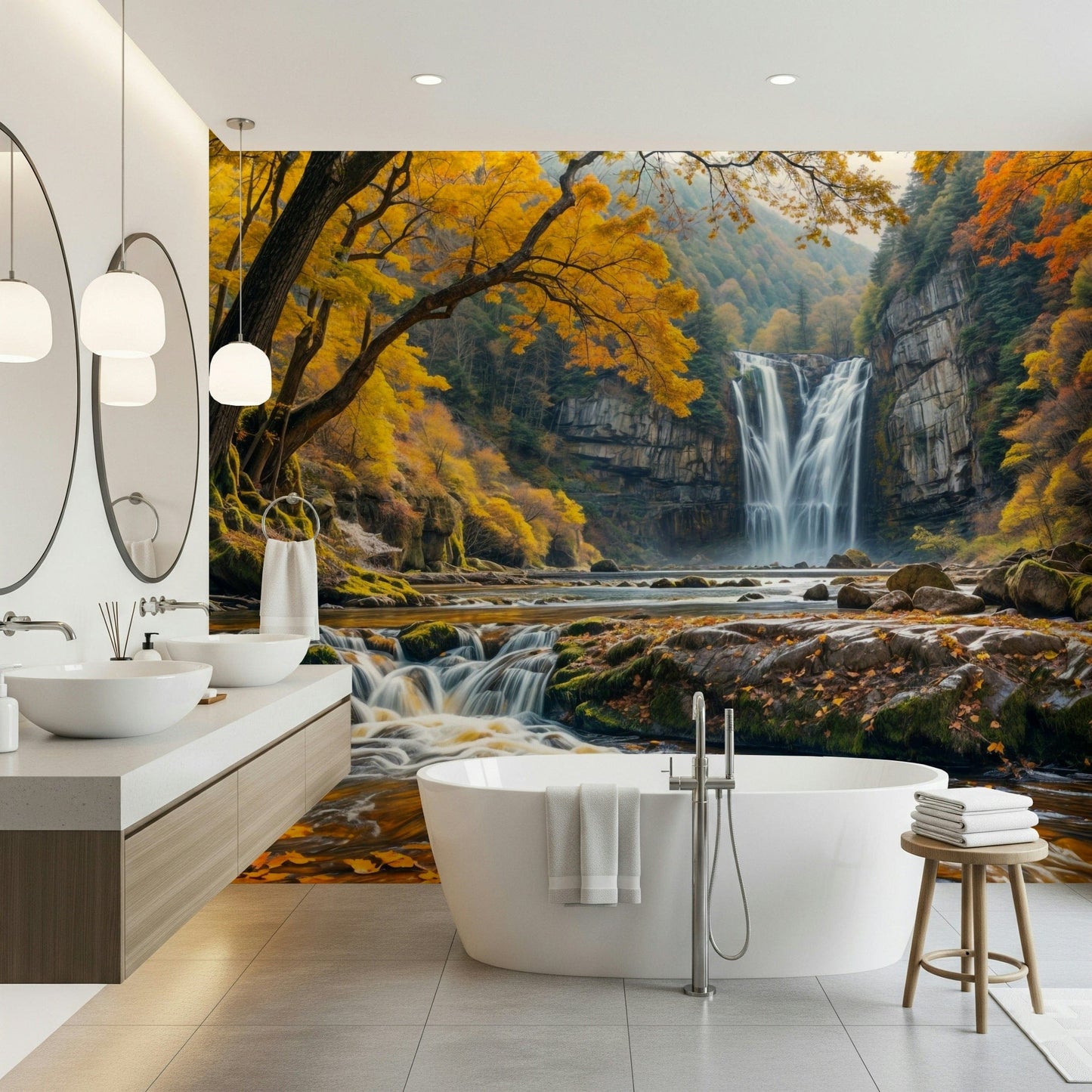 Golden Falls Wall Mural