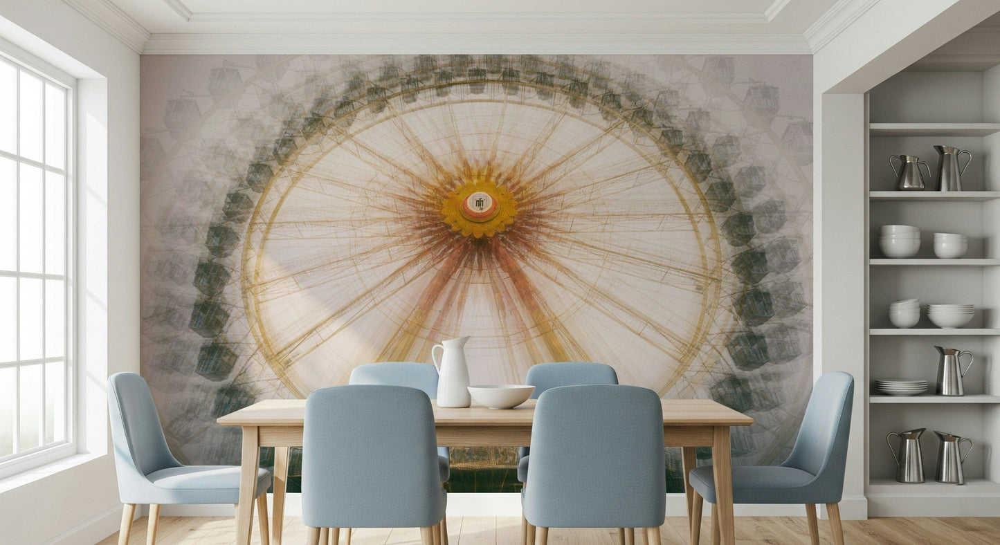 Golden Sunset Wall Mural – Beautiful mural highlighting the warmth of evening light with a bicycle silhouette.