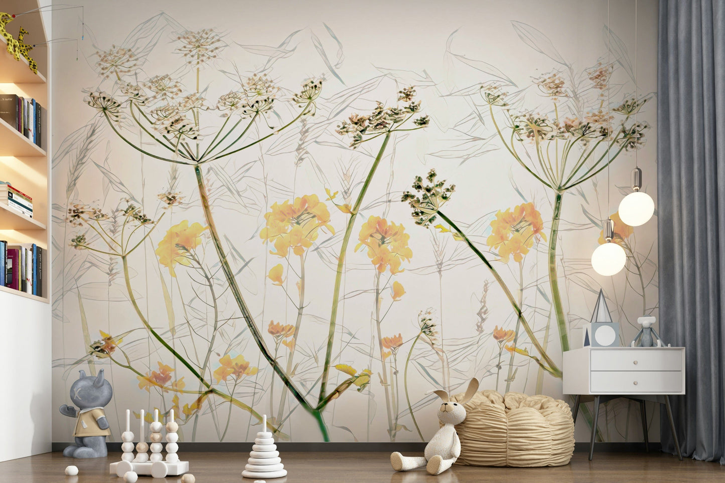 An artistic nature inspired mural for home decor.

