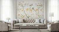 A beautiful modern art wall mural of delicate flowers.

