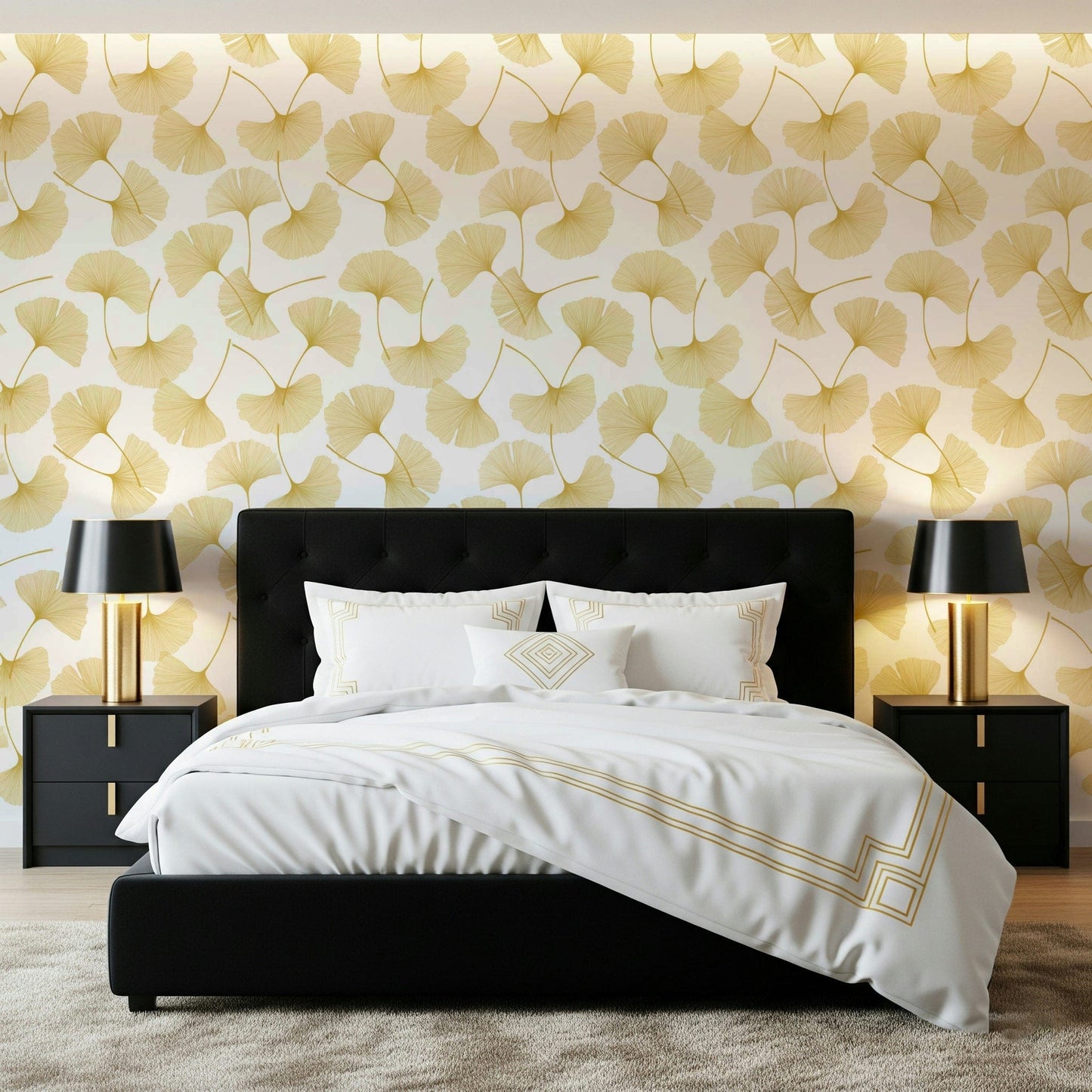 Papel de parede Brisa de Ginkgo Dourado