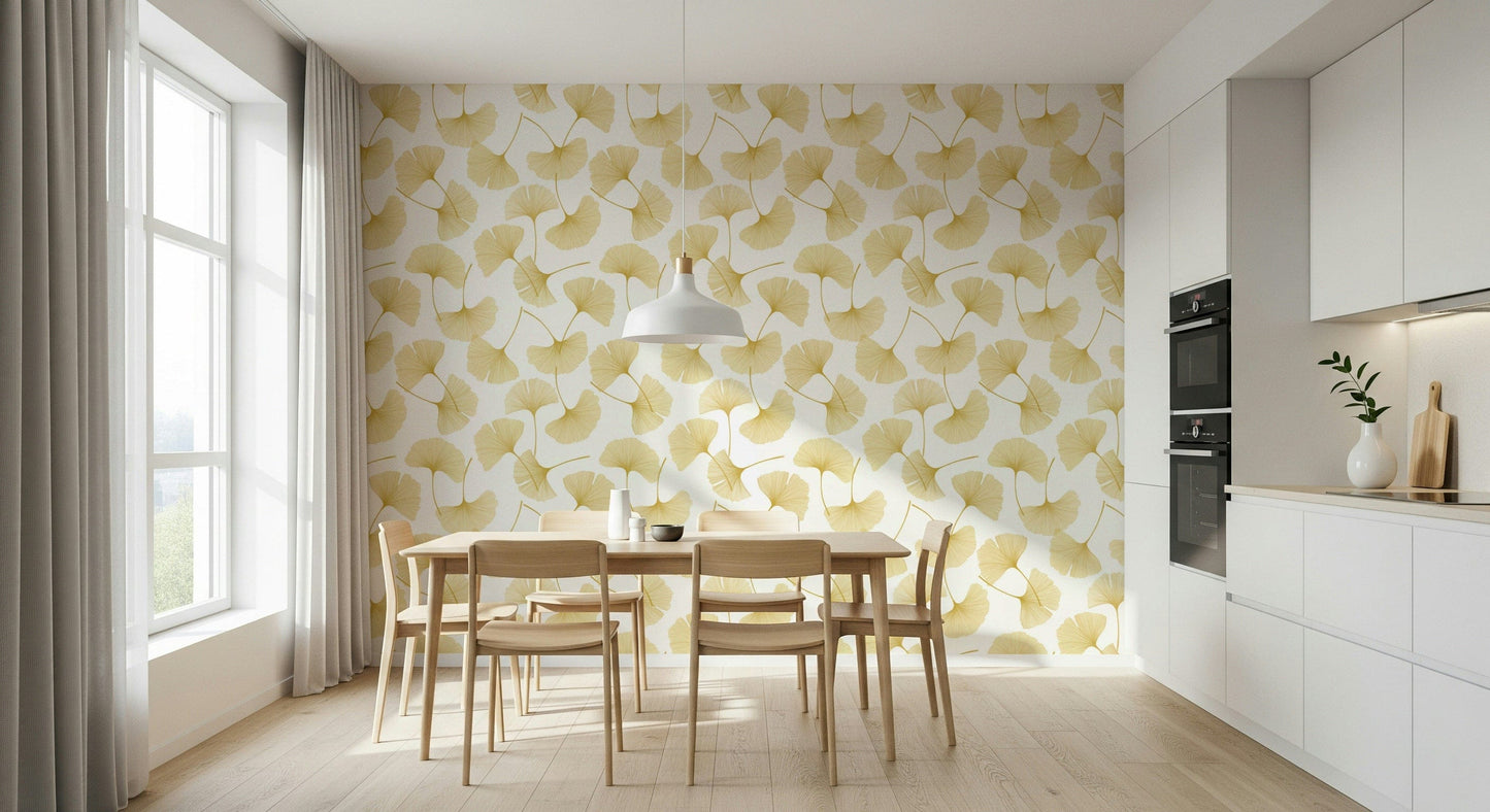 Papel de parede Brisa de Ginkgo Dourado