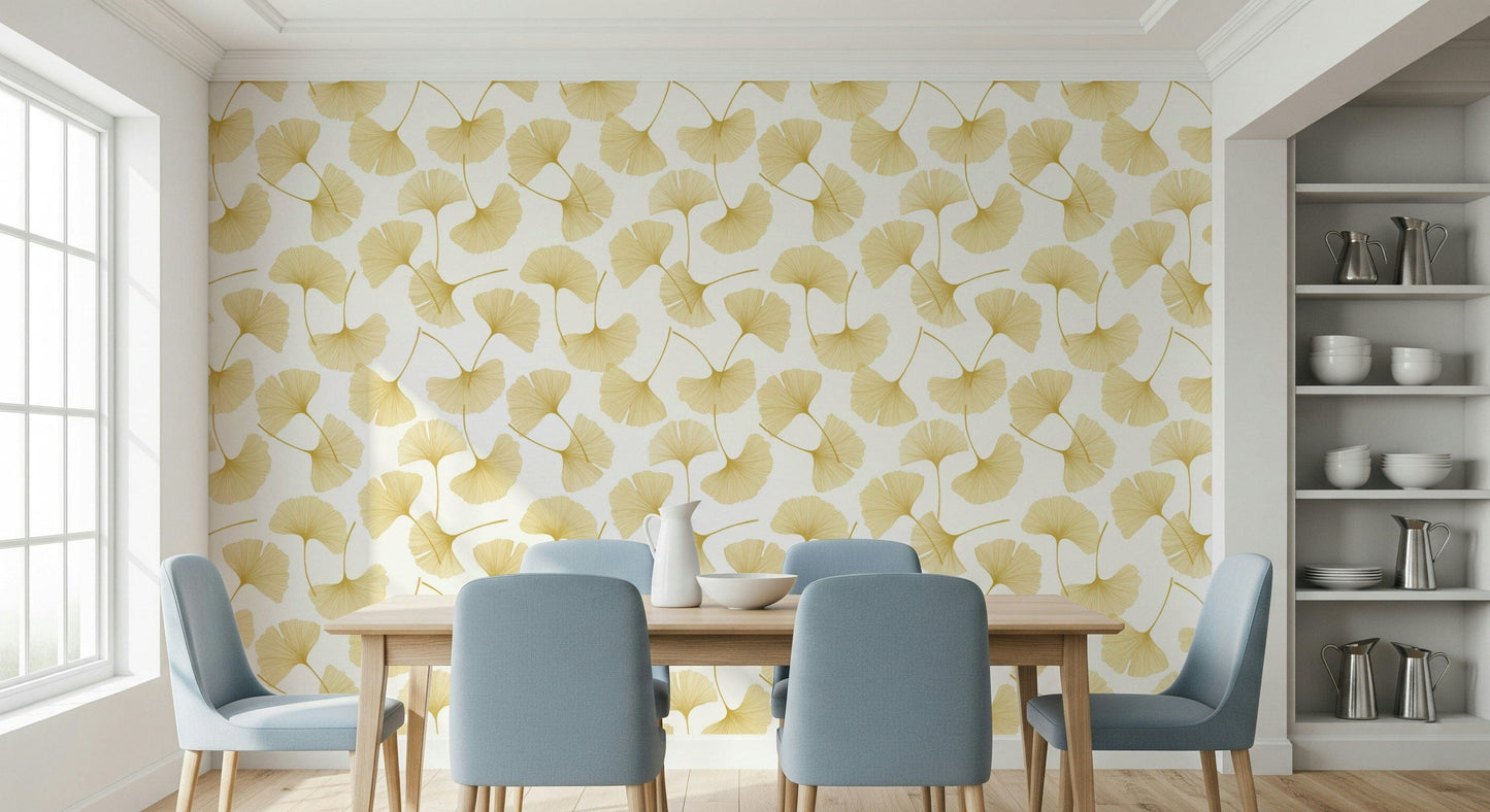 Papel de parede Brisa de Ginkgo Dourado