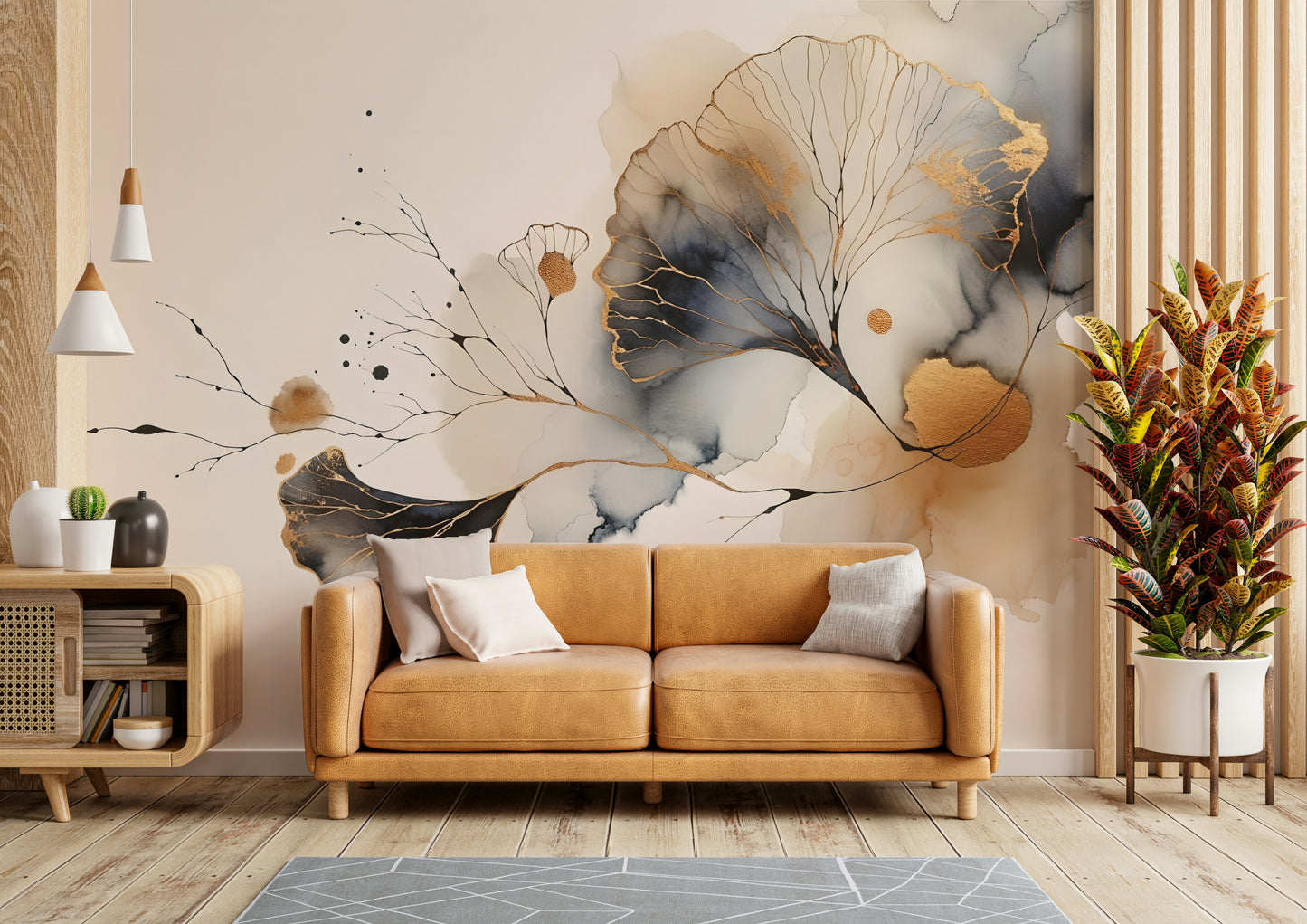 Golden Ginkgo Luxe Wall Mural