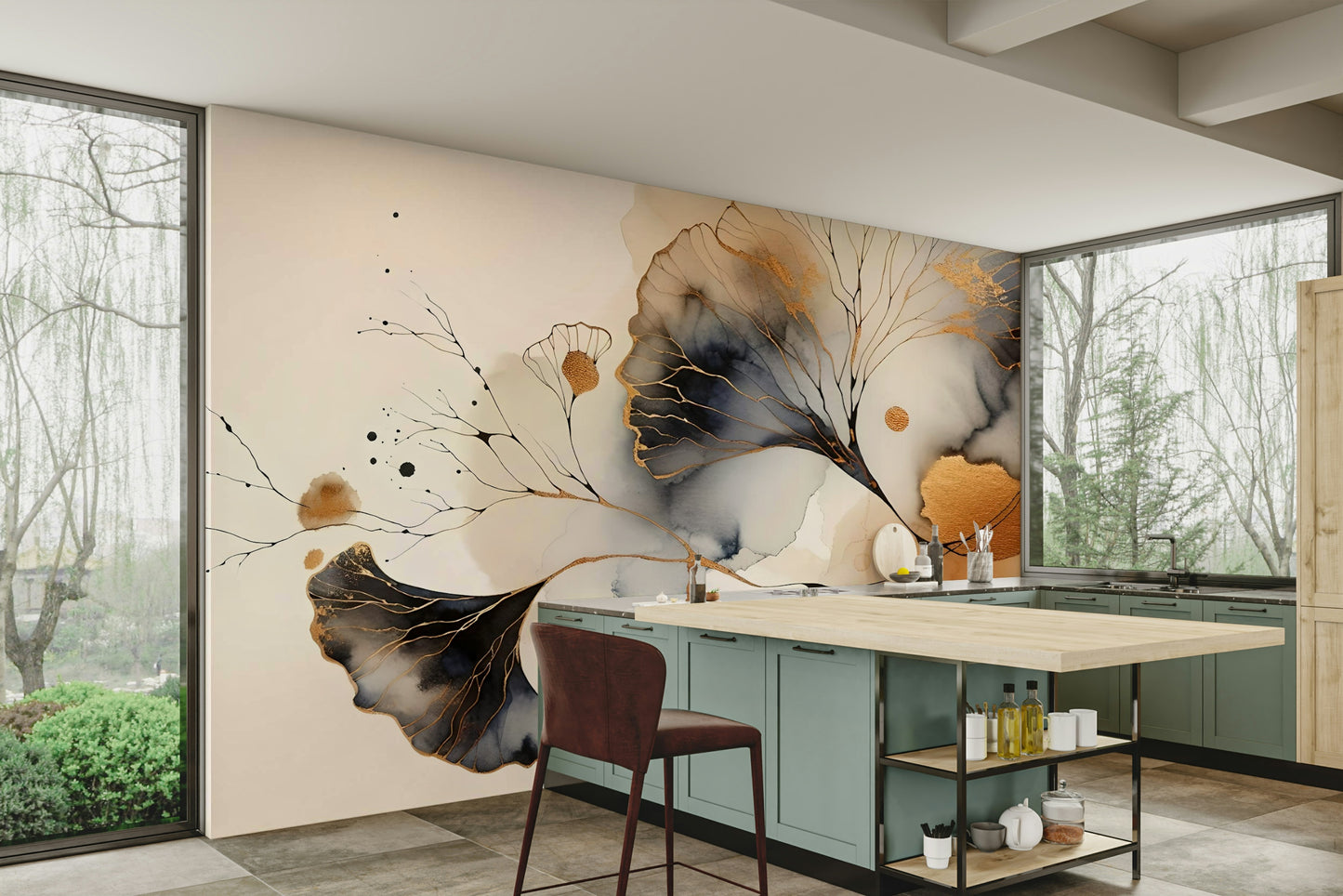 Golden Ginkgo Luxe Wall Mural