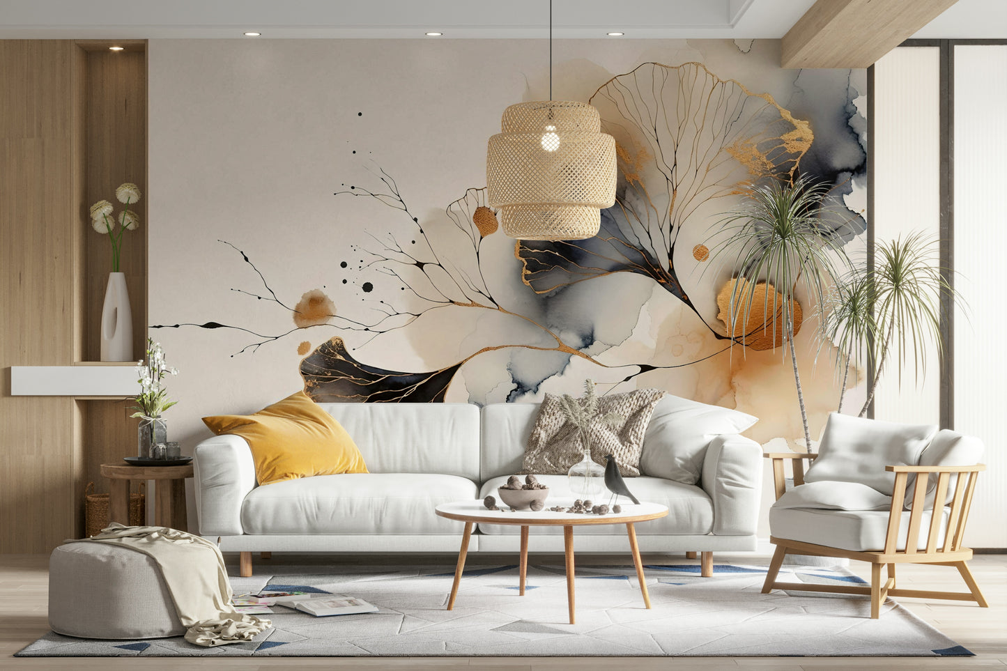 Golden Ginkgo Luxe Wall Mural