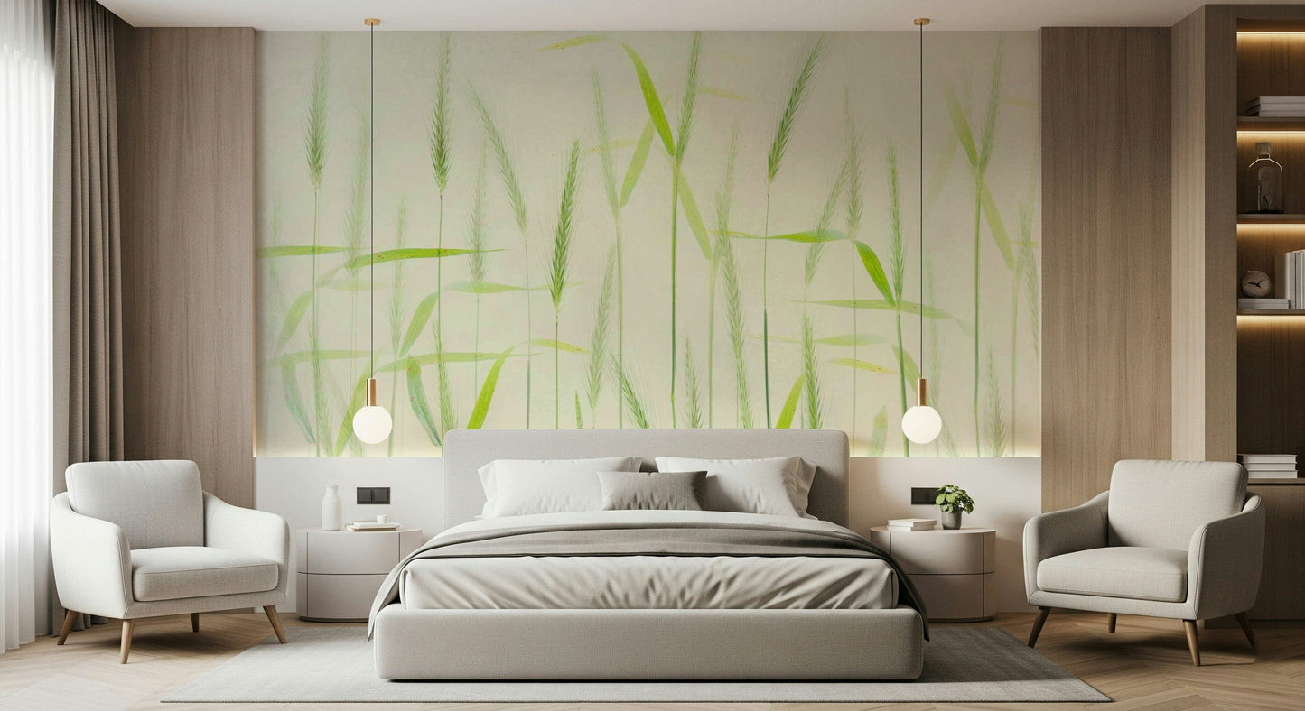 A beautiful wide-angle wall mural of a peaceful field.

