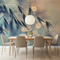A beautiful golden hour wallpaper mural with subtle floral detail.

