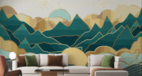 Golden Green Handmade Mount 3D Wallpaper Mural - Giffywalls
