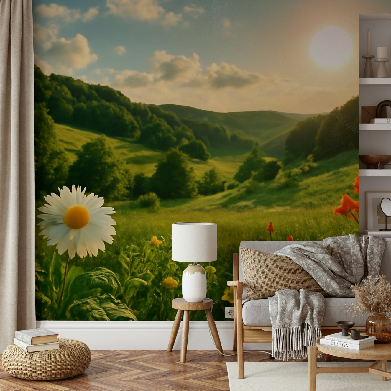 Golden Hour Bloom mural wallpaper
