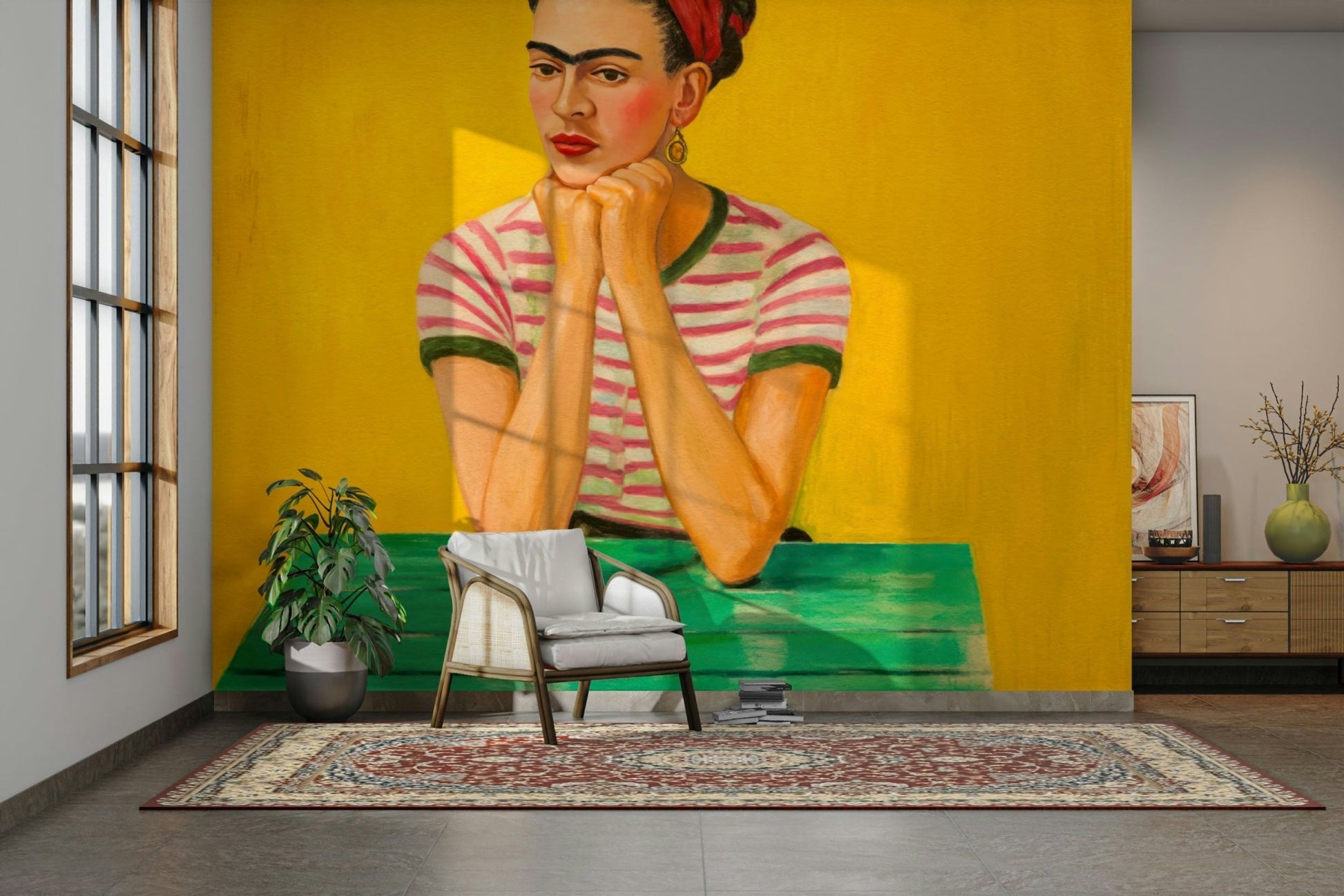 Golden Hour Contemplation mural with soft glow

