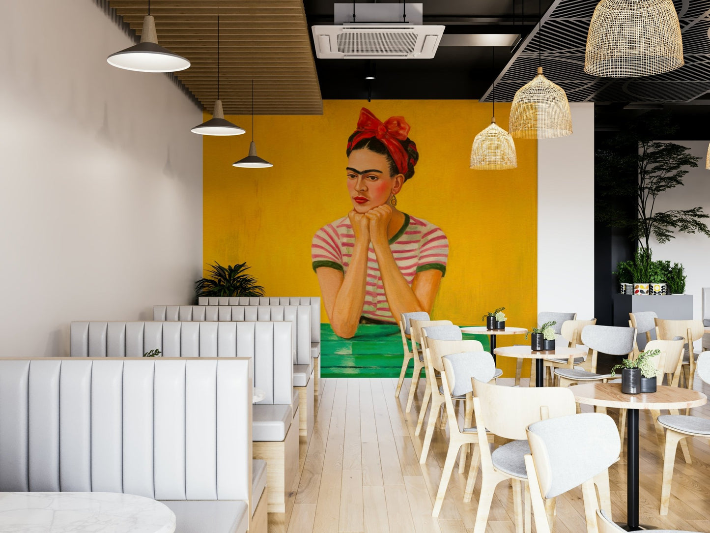 Serene wall mural capturing reflective emotion

