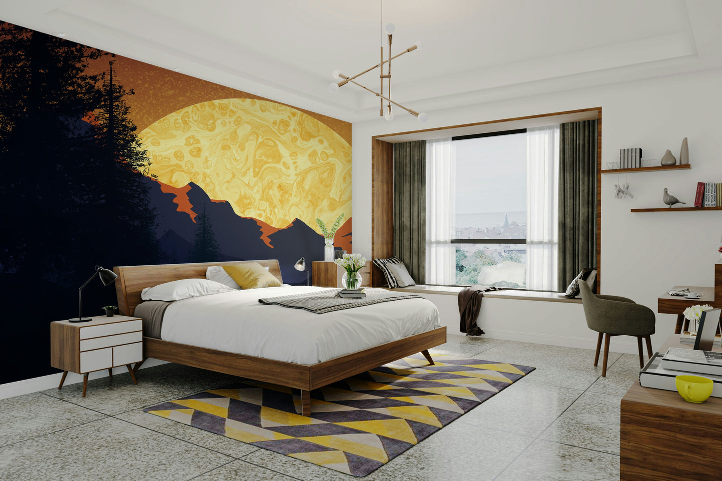 Tranquil sunset view in golden tones – perfect nature wallpaper

