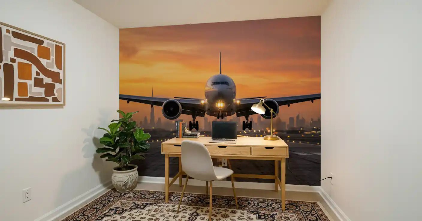 Striking Golden Hour Flight aviation sunset mural view