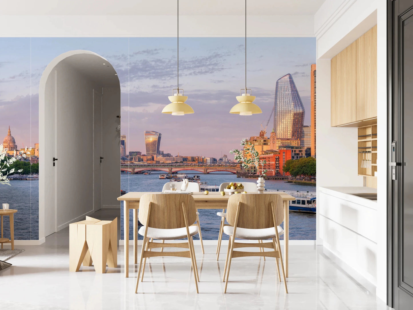 Warm tones and city views fill this Golden Hour on the Thames wallpaper.