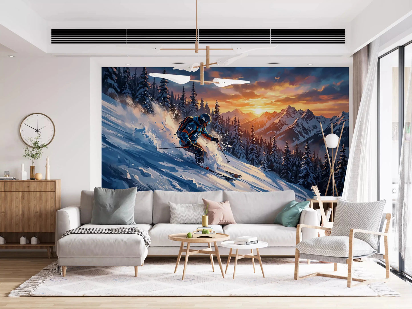 Fresque murale Golden Hour Ski Rush
