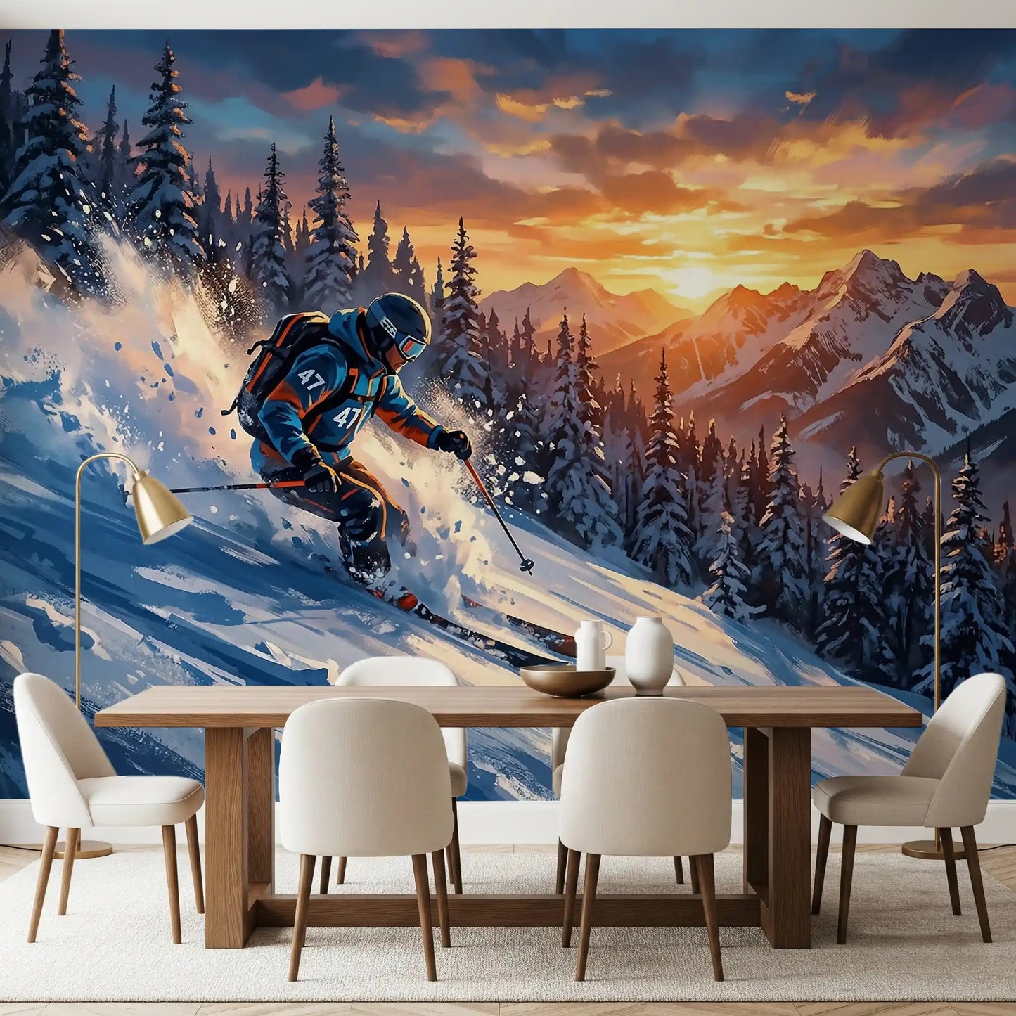 Fresque murale Golden Hour Ski Rush