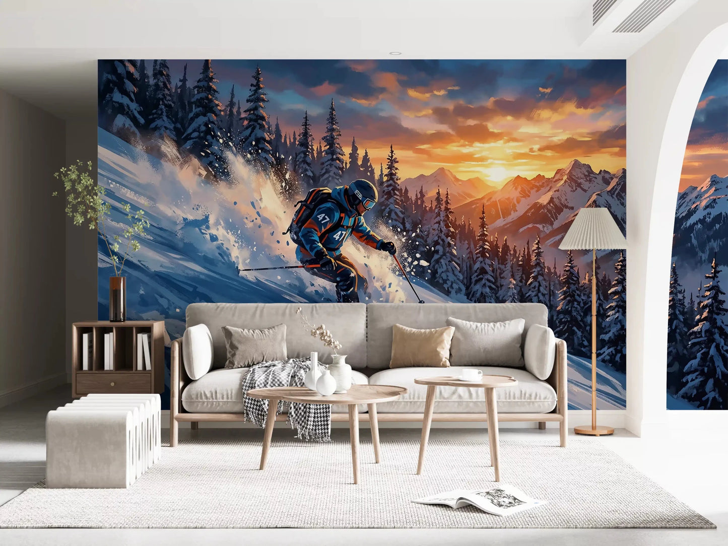 Fresque murale Golden Hour Ski Rush