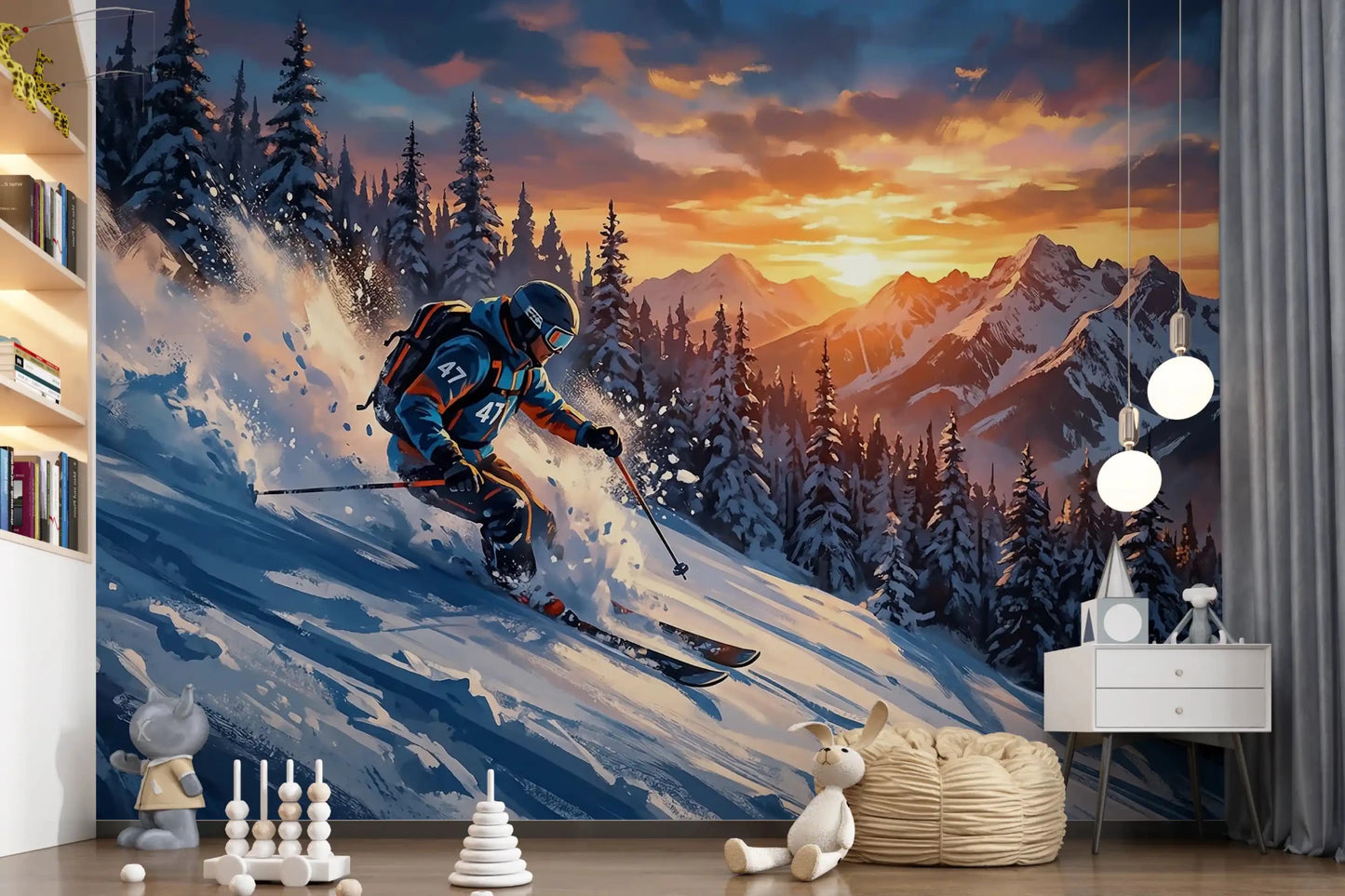 Fresque murale Golden Hour Ski Rush