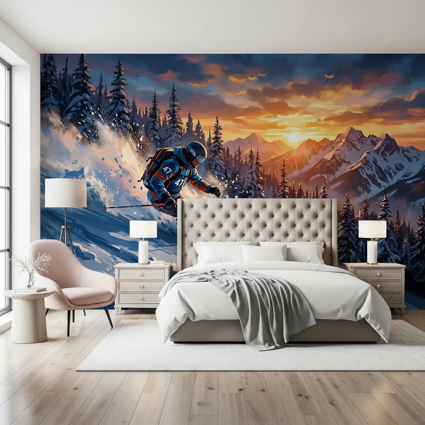 Fresque murale Golden Hour Ski Rush