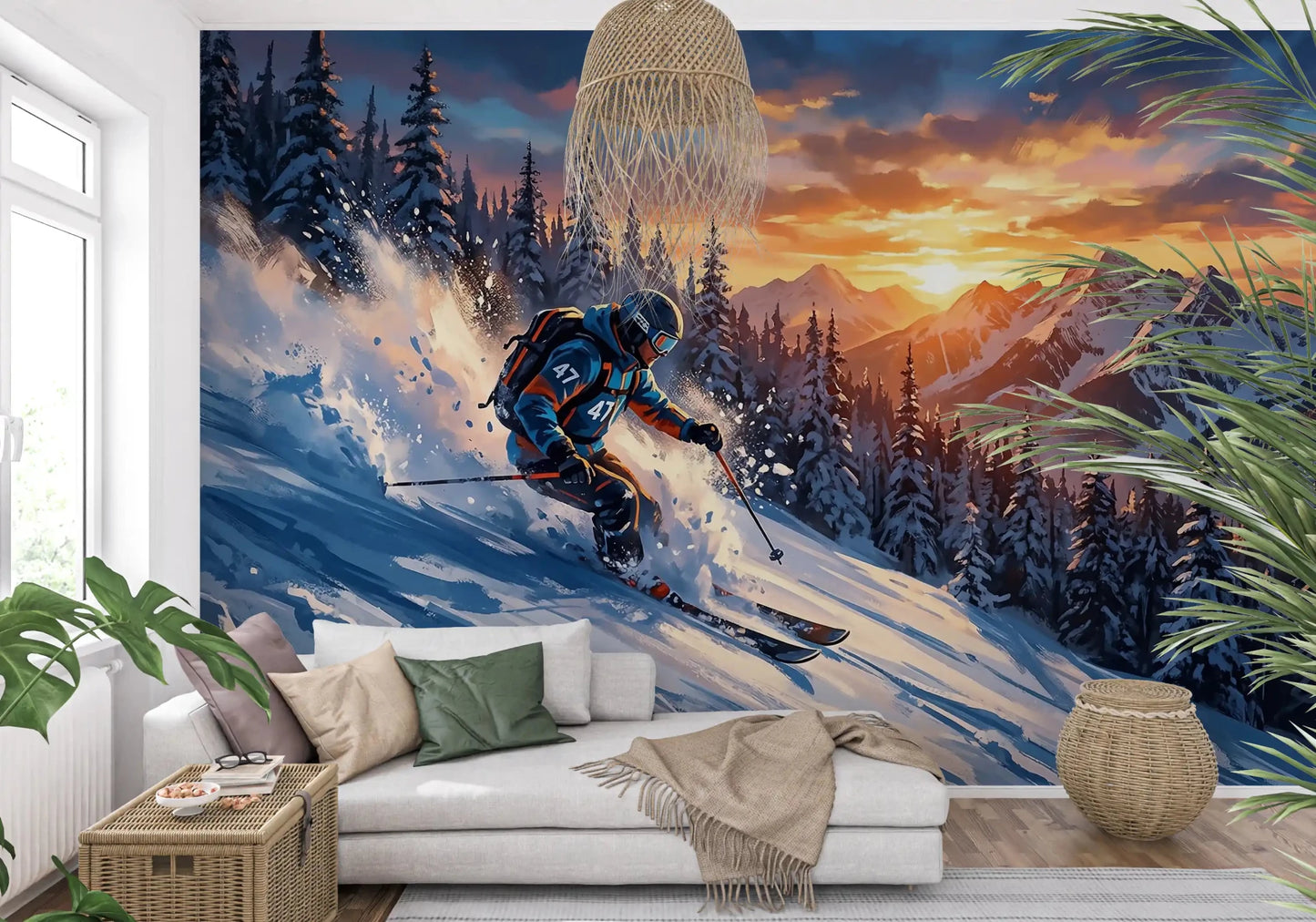 Fresque murale Golden Hour Ski Rush