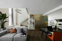 A beautiful serene sky wallpaper mural with soft clouds.

