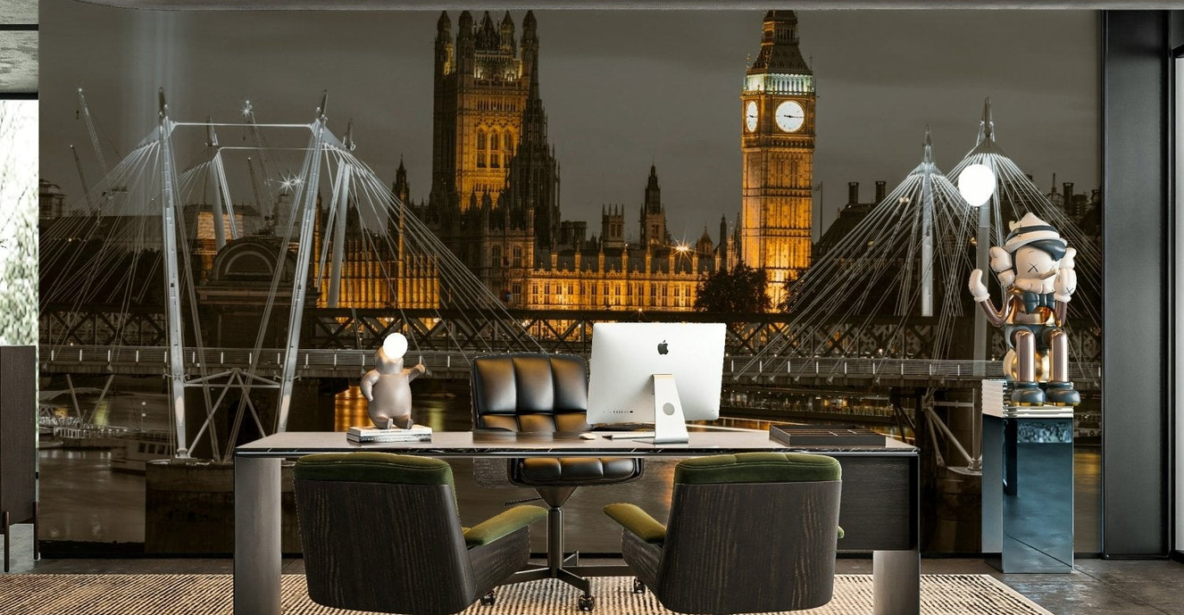 London’s iconic Big Ben captured in a night view wall mural

