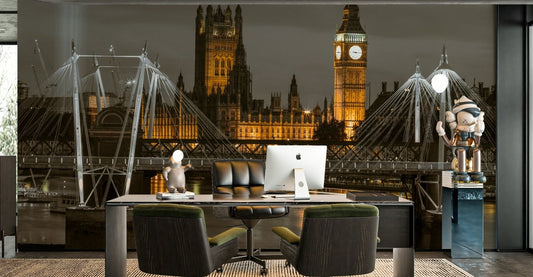 London’s iconic Big Ben captured in a night view wall mural

