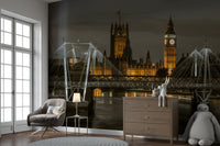 Elegant London skyline mural wallpaper for modern interiors


