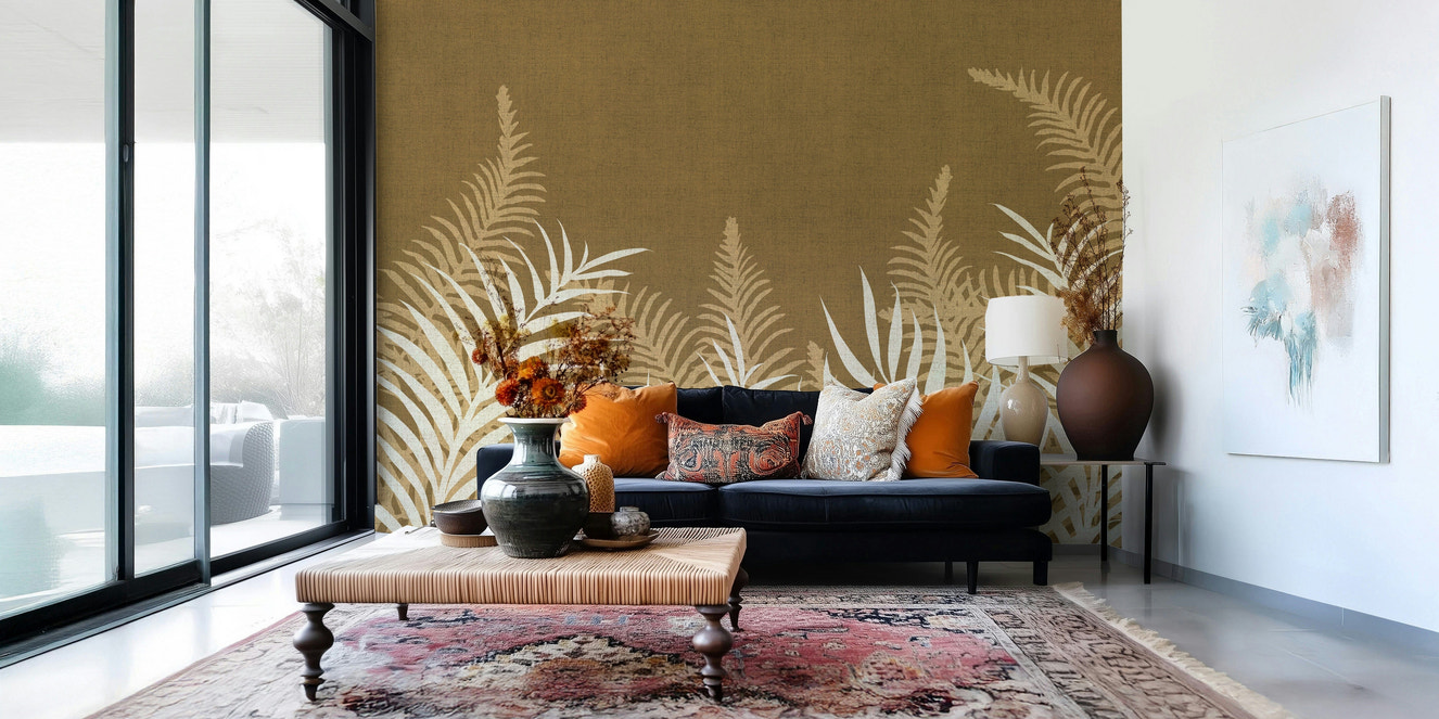 Into The Jungle Golden, luxurious, textured wallpaper, striking style.