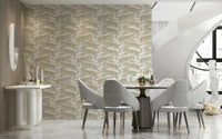 Chic animal print wallpaper featuring golden leopard dashes for fashionable interiors.
