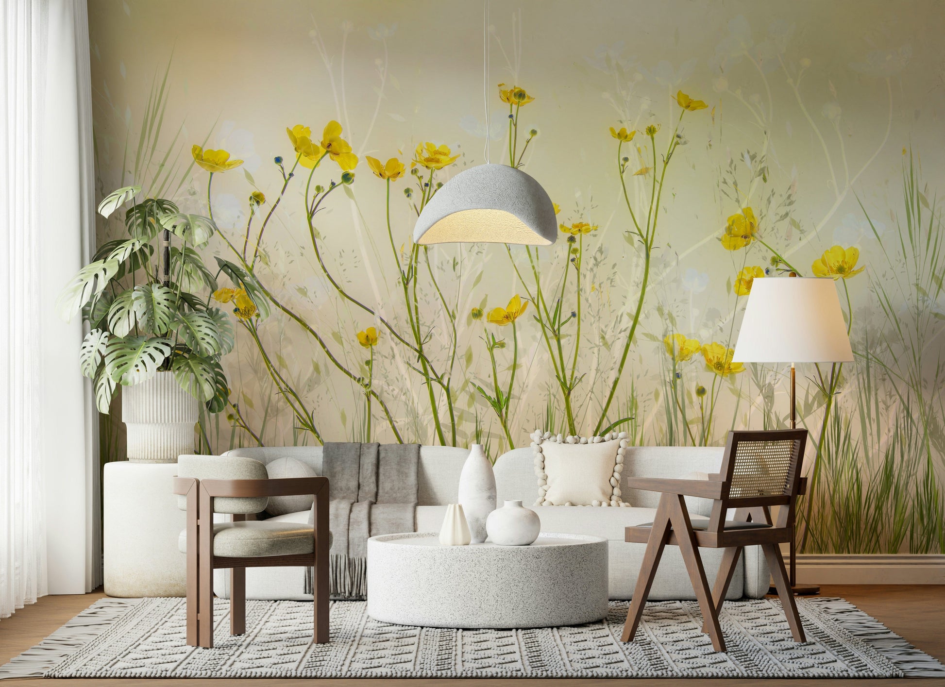 An artistic nature inspired mural for home decor.

