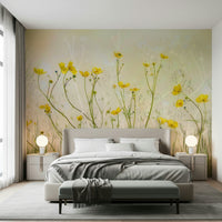 A graceful subtle pattern wall mural in warm, natural tones.

