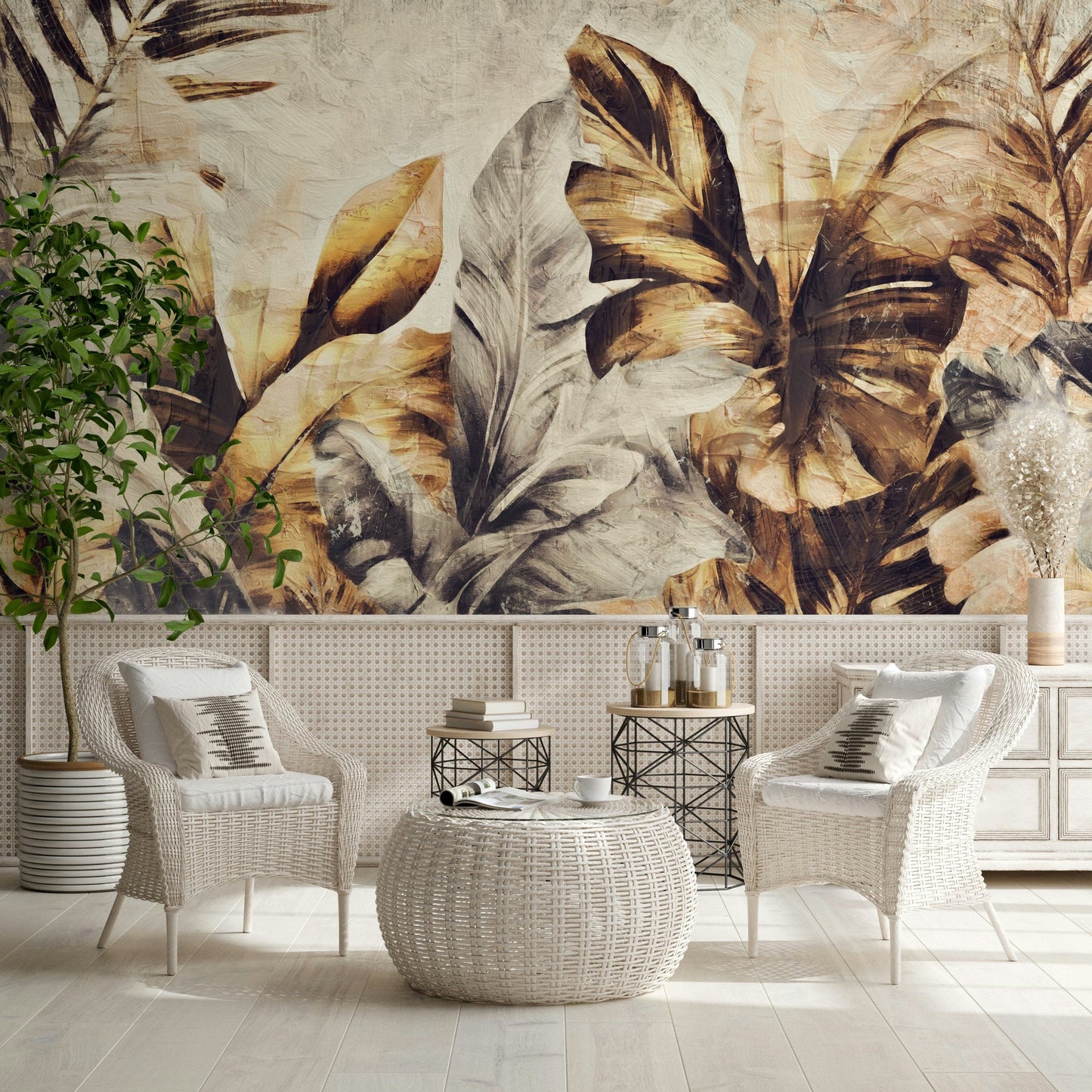 Golden Palm Abstract Wall Mural -2530883
