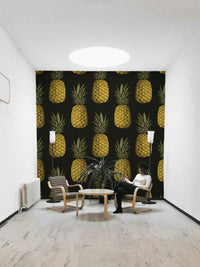 Fun and elegant golden pineapples wallpaper for modern spaces


