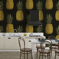 Tropical wall covering featuring golden pineapples

