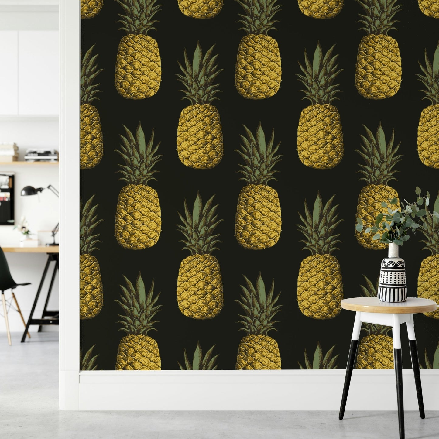 Luxe golden pineapple wallpaper for a tropical vibe

