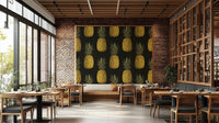 Tropical golden pineapples wallpaper in vibrant design

