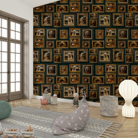 Wallpaper with golden retrievers in a gallery portrait style.

