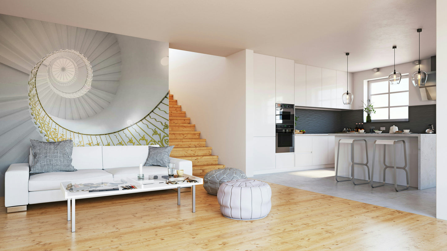 An angled shot of the mural's classic color palette.

