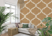 Refined Moroccan ogee wallpaper with warm finish
